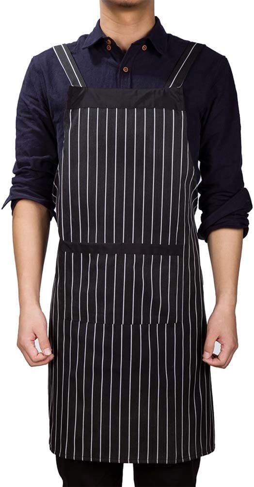 Chef Kitchen Apron, Adjustable Strap & Waist Ties, Machine Washable, Front Pockets, Perfect for Cooking, Baking, Barbequing