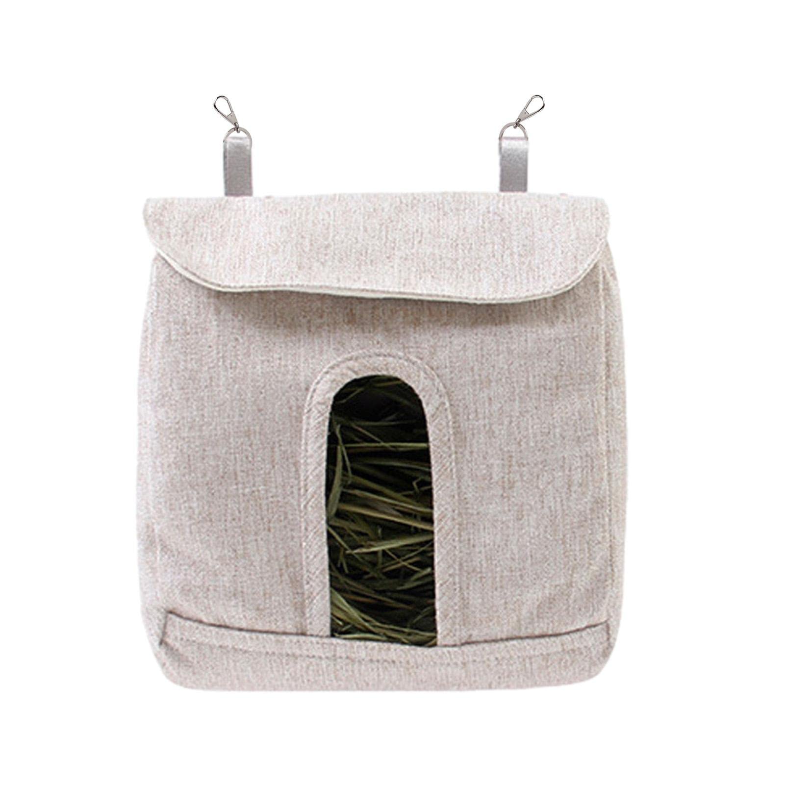 Veeteah Grey Hay Feeder Bag - Adjustable Feeders For Guinea - S//L Hay Feeder Bag With Hooks, Guinea Pig Hay Feeder Storage, Hay Feeder Storage For Small Pets Bunny Hamster