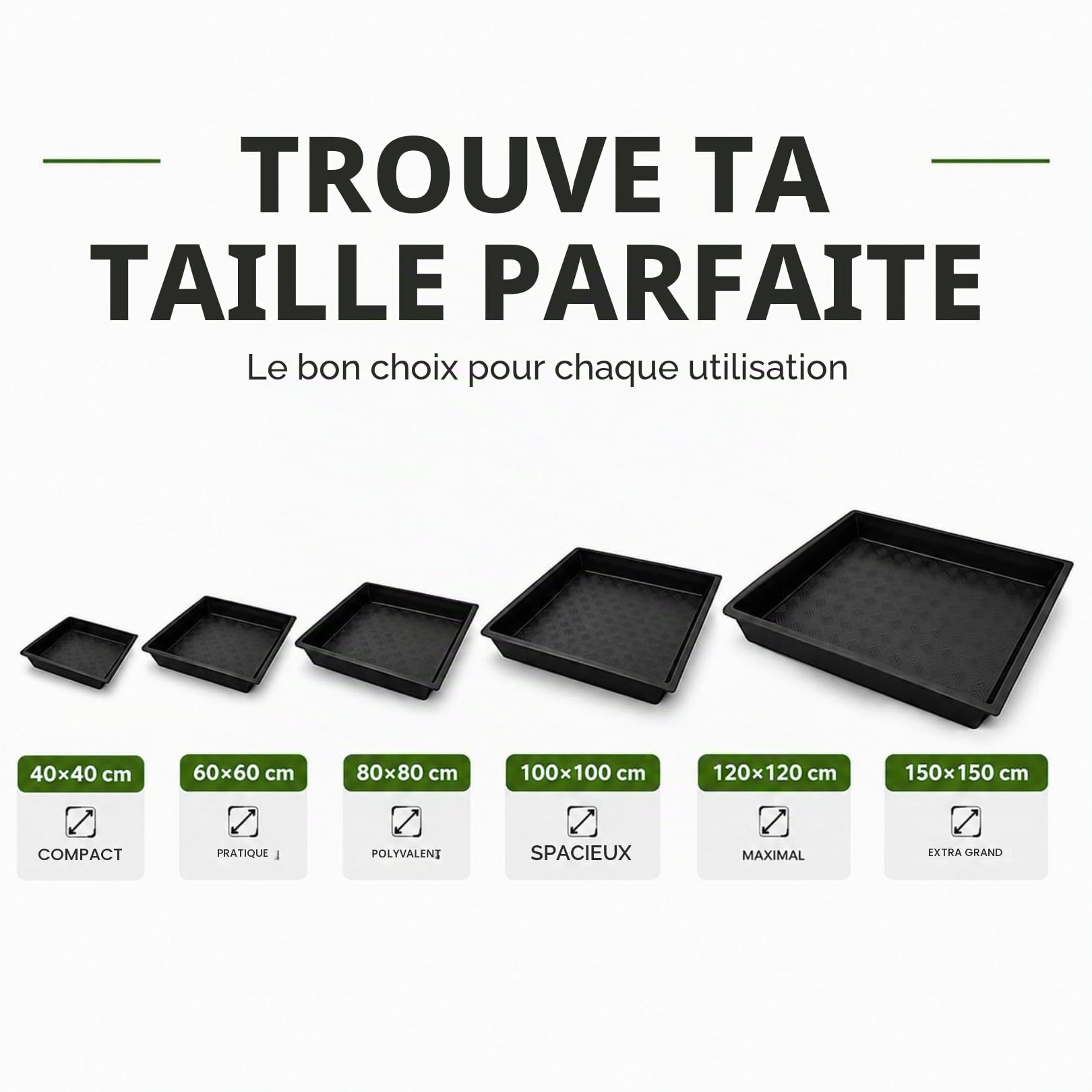 Weedness Bac de Rétention – 120×120×12 cm – Étanche et Résistant pour Culture Indoor, Hydroponique & Tente de Culture – Protection de Sol Flexible