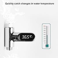 Vista 7 de Termómetro de ducha, termómetro digital LED de baño con sensor de temperatura de alta precisión y pantalla giratoria de 360 grados para el hogar