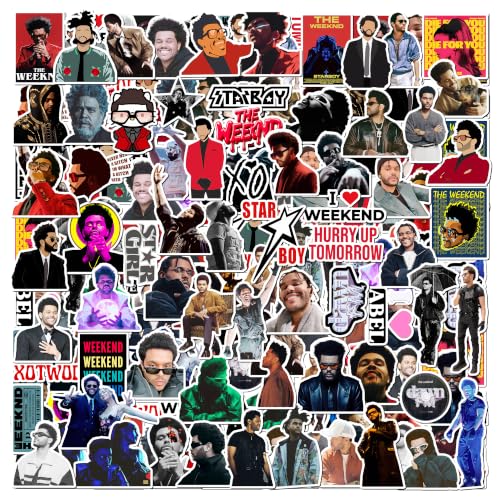Image of Anime Stickers - Vinyl Waterproof Laptop Decals | Anime Characters Aesthetic Sticker Set for Water Bottle, Skateboard, Notebook (Weeknd)