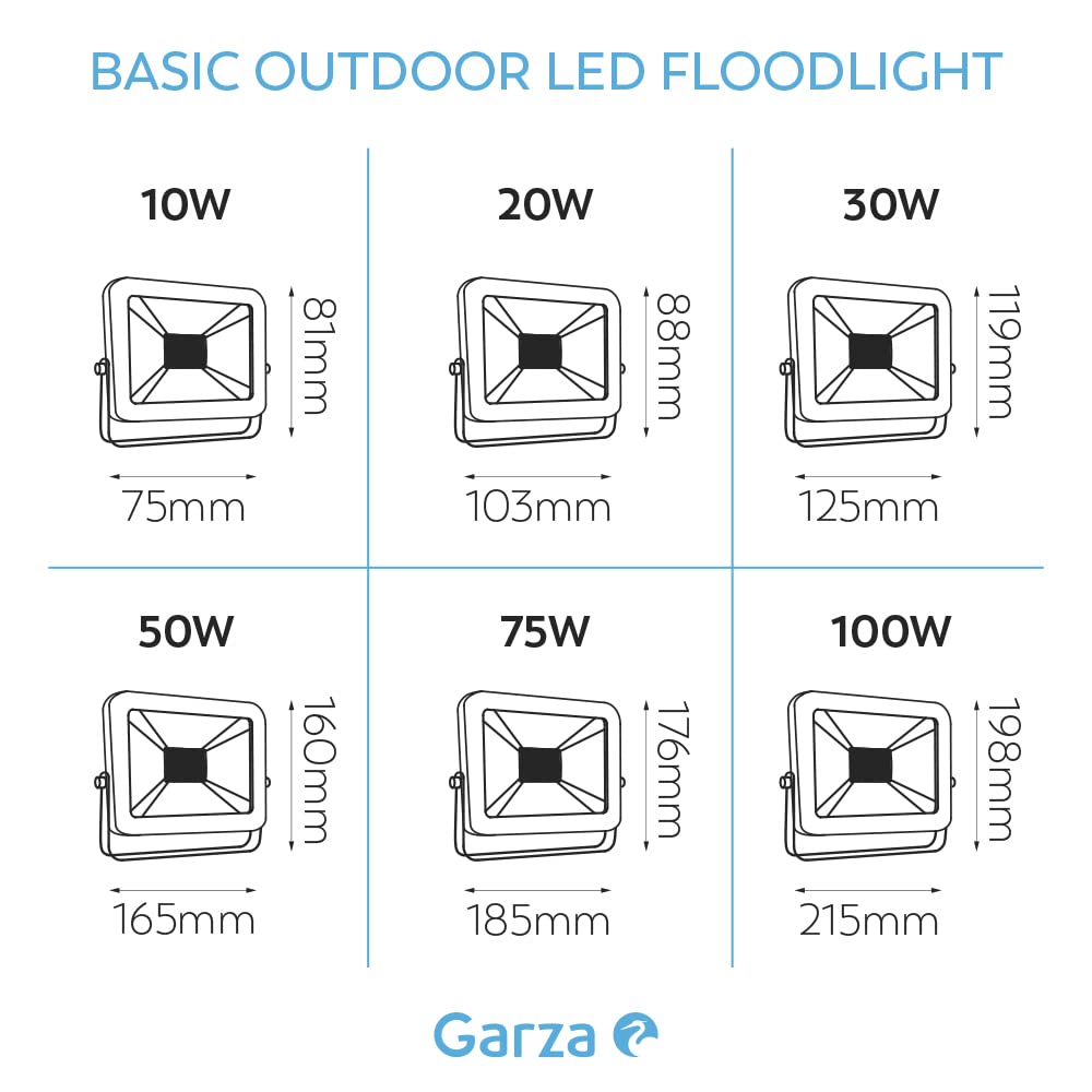 Garza - Confezione da 4 faretti LED da esterno Basic da 10W, 860 lumen, luce neutra 4000K, IP65, piccoli e leggeri, angolo di 120º, installazione a parete o a soffitto, resistenti a pioggia e polvere