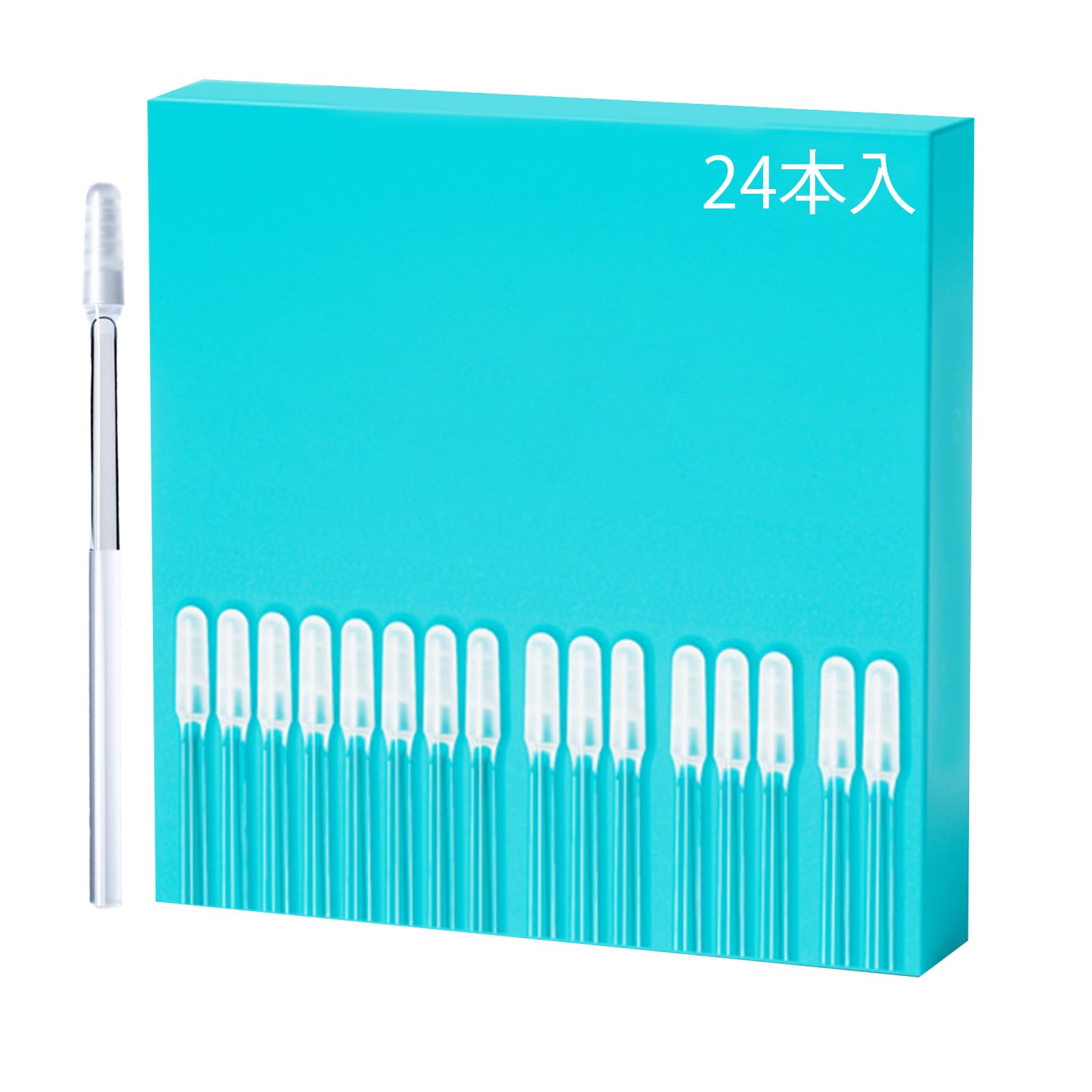 HUHUKEEP 粘着耳かき 耳垢取り 24本入 5×65.5mm 柔らかい 耳掃除スティック 赤ちゃん キッズ 対応 使い捨てタイプ 耳ケア 粘着ワックス ピタッと取れる