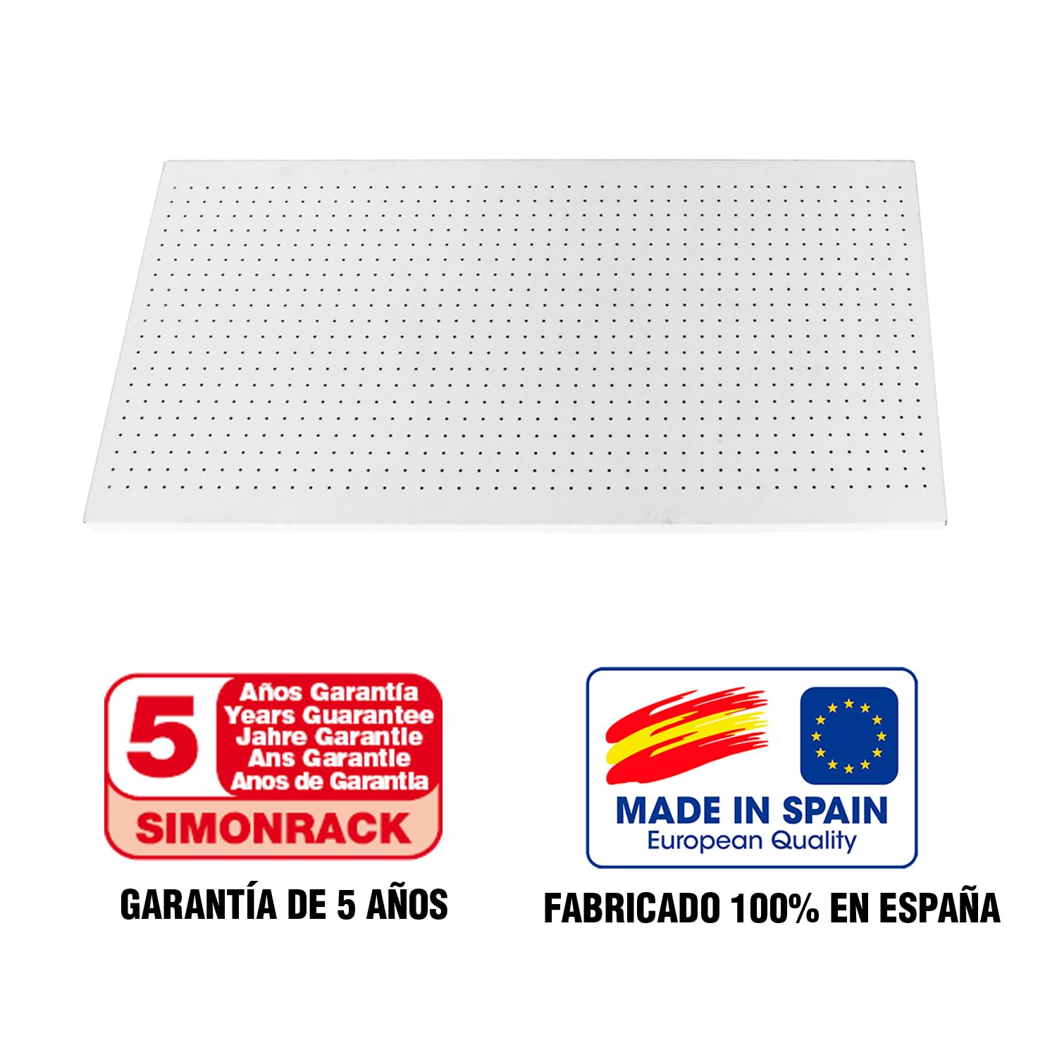 Simon Rack Organizador Herramientas Pared 600x1200 mm - Panel Click | Incluye 8 accesorios, Pintura anticorrosión, ∅ 5 mm, Blanco, Montaje sistema clic