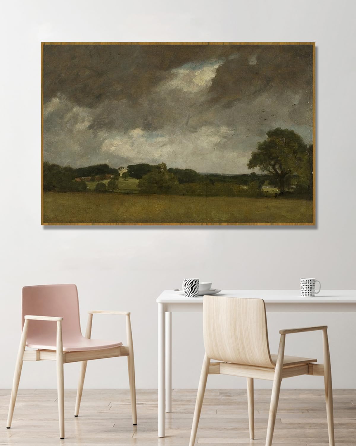 NHLDZYH Rama z drewna tekowego John Constable Reprodukcja (krajobraz 61), angielski romantyczny styl malarski, idealny na prezenty i dekoracje świąteczne. 30 x 45 cm