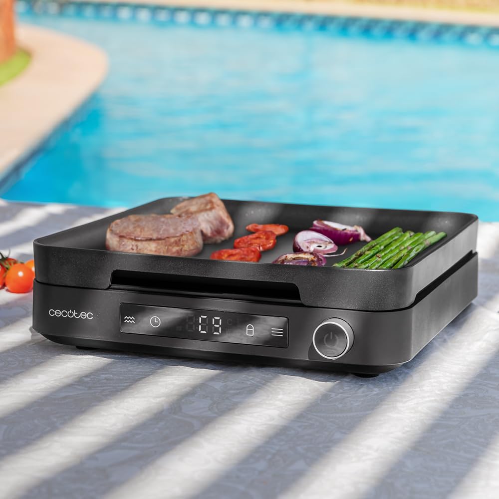 Cecotec Piastra ad Induzione Digitale con Accessorio Grill Full Magma Grill. 2000W, 10 Livelli di Potenza, Vetro di Sicurezza, Controllo Tattile, Programmabile, Temperatura Regolabile, Design Elegante