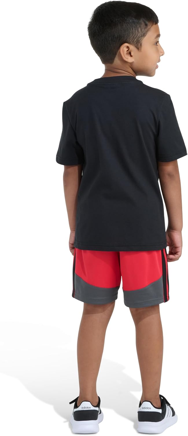 adidas boys Two-Piece Short Sleeve Tee & Elastic Waistband Short Set