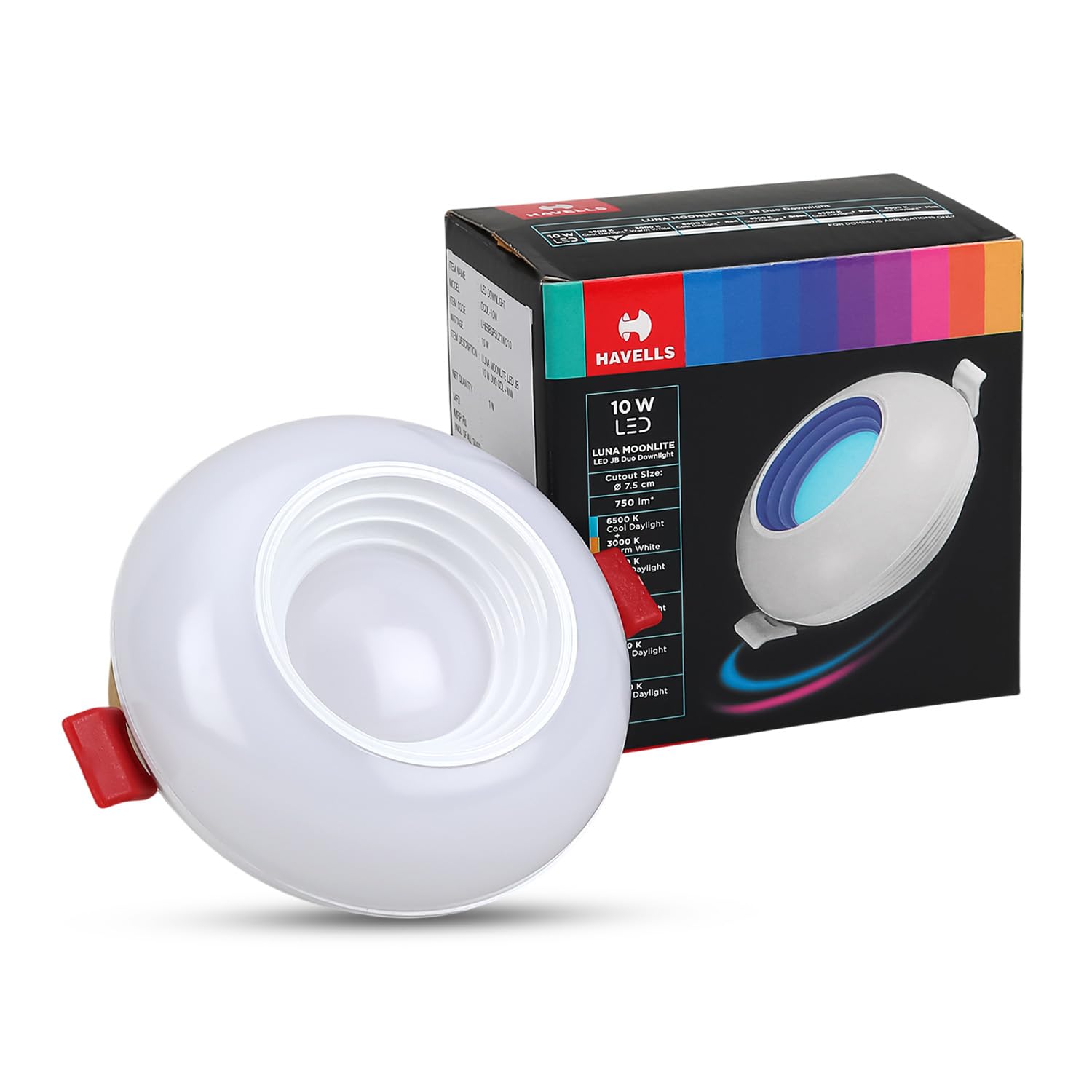 Havells Luna Moonlite Led Jb 10W Duo Cdl+Ww,Led-Downlighter,Energy Efficient,Long Life of 25000 Burning Hours,High Lumen Efficiency of 75 Lumen Per Watt in 6500K,2In1,Perfectly Fits in Junction Boxes-image-42