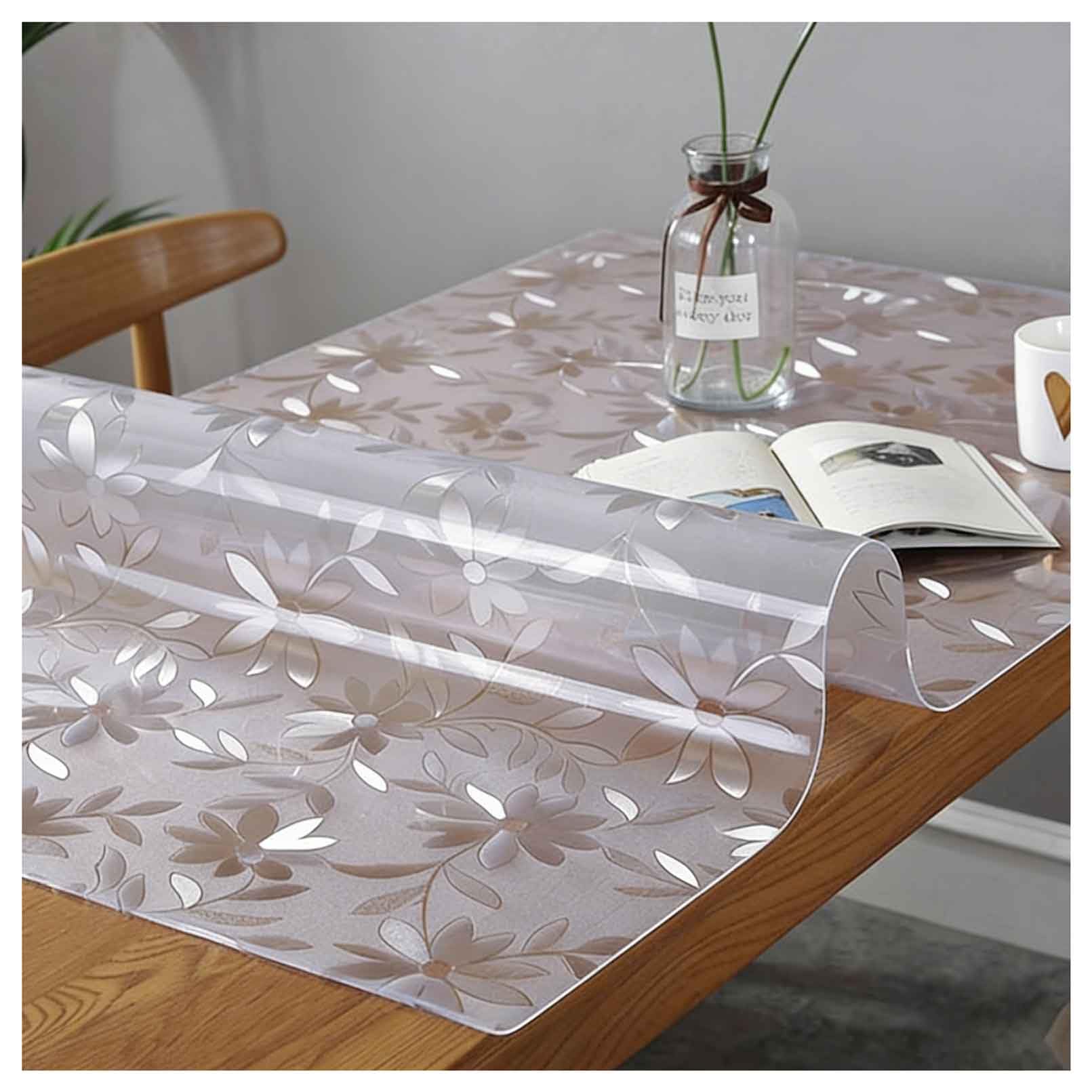 Talleres Industriales - Tappetino per banco da lavoro satinato, 70 x 227 cm, motivo floreale, trasparente, spessore 1,5 mm, per magazzini industriali