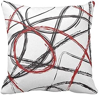 Babydo Funda De Almohada Diseño De Líneas Negras Rojas Fundas Retro Poliéster Hogar Estándar Cremallera Oculta Fundas De Almohada Sofá Funda De Almohada Silla De Regalo Decorativa Cuadra