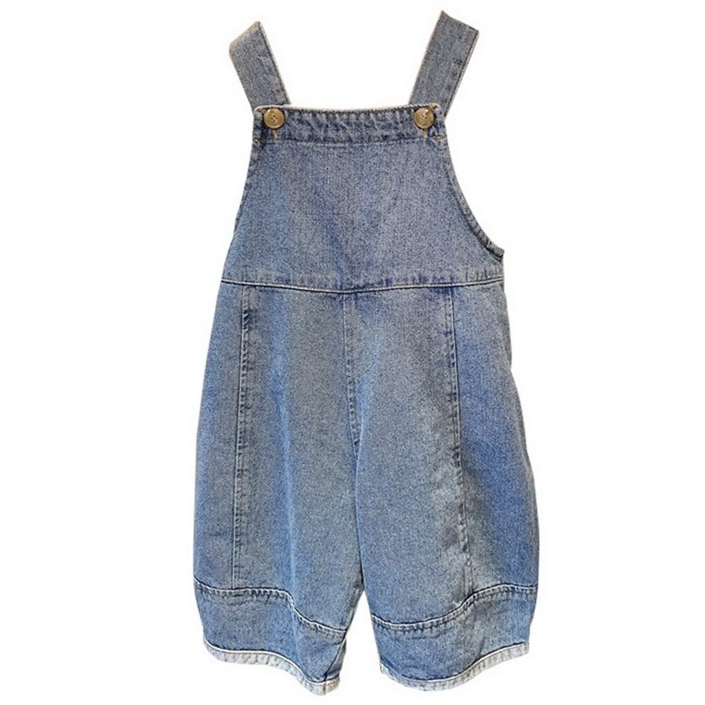 Bimba Salopette di Jeans Bambina Tuta in Denim Cotone da Neonata Carina Salopette in Denim Blu Jeans Salopette Bib Tuta Moda Casual Outfit Regolabile da Bambine 0-4 anni