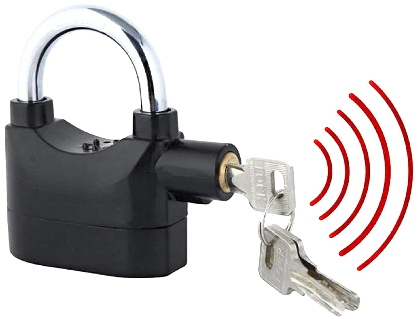 Motion Sensor Alarm Padlock, Black Metal, 110db Siren, Anti-Theft Security Lock for Doors, Motorcycles, Battery Powered-image-30