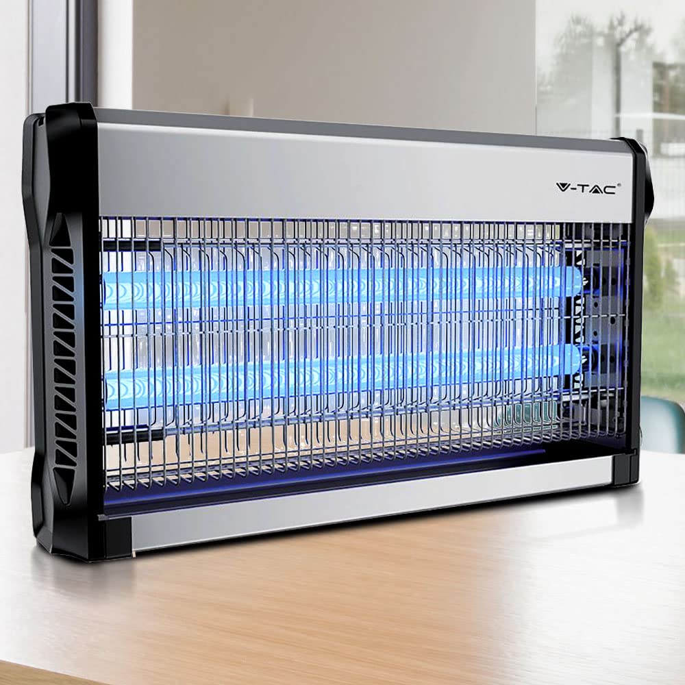 etc-shop Insektenvernichter Mückenschutz Elektrischer Insektenvernichter 100m2 Lock Effekt UV Strahlen, Moskitolampe, Aluminium, Schalter, LxBxH 50,2x9,35x28