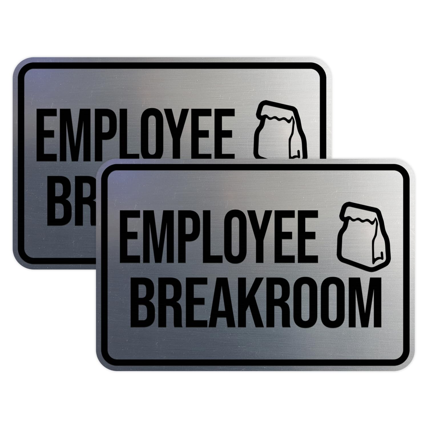 Classic Framed Employee Breakroom Sign (Brushed Silver) - Medium 2 Pack