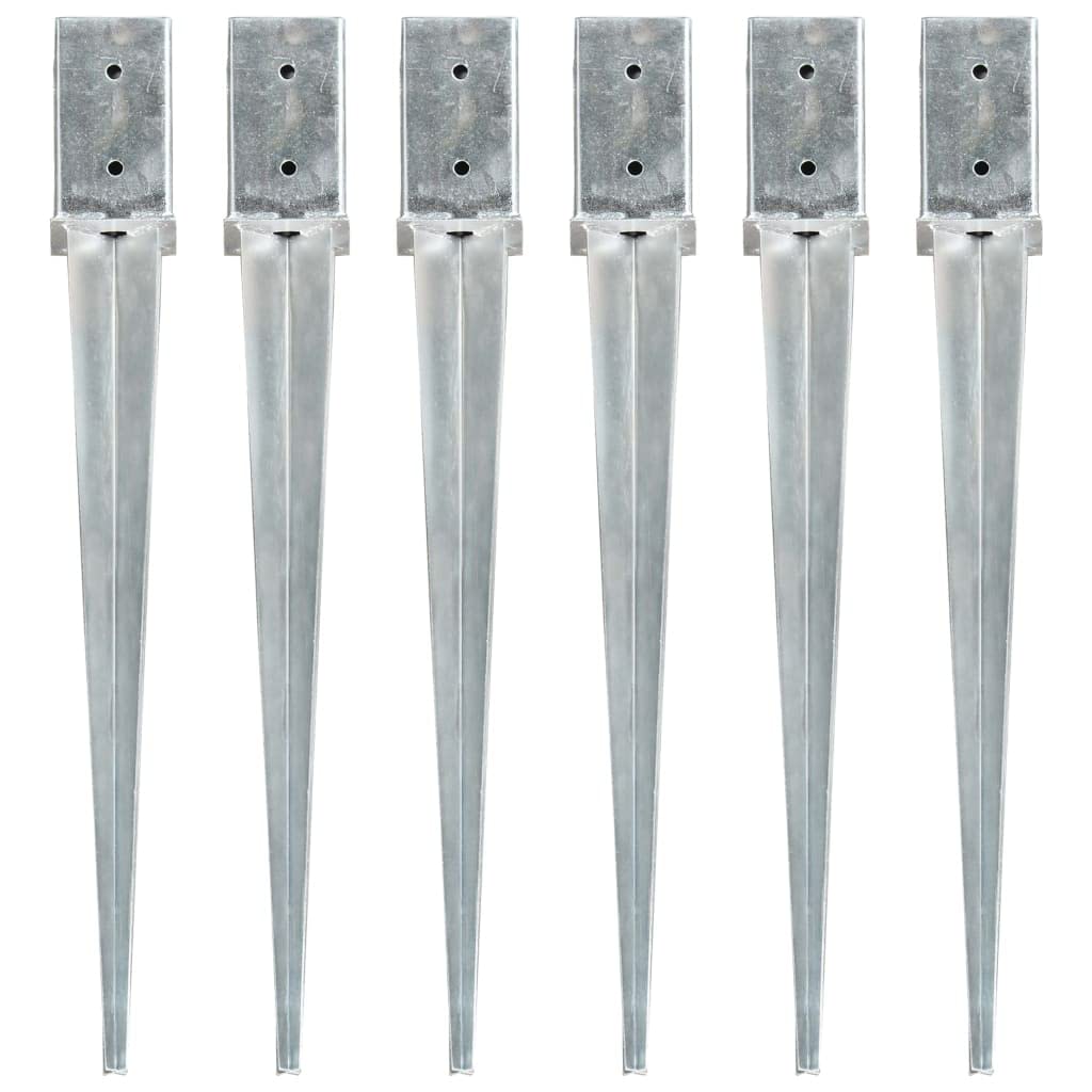 Estacas de suelo (6 piezas, 8 x 8 x 76 cm, acero galvanizado, para jardín, vallas, camping