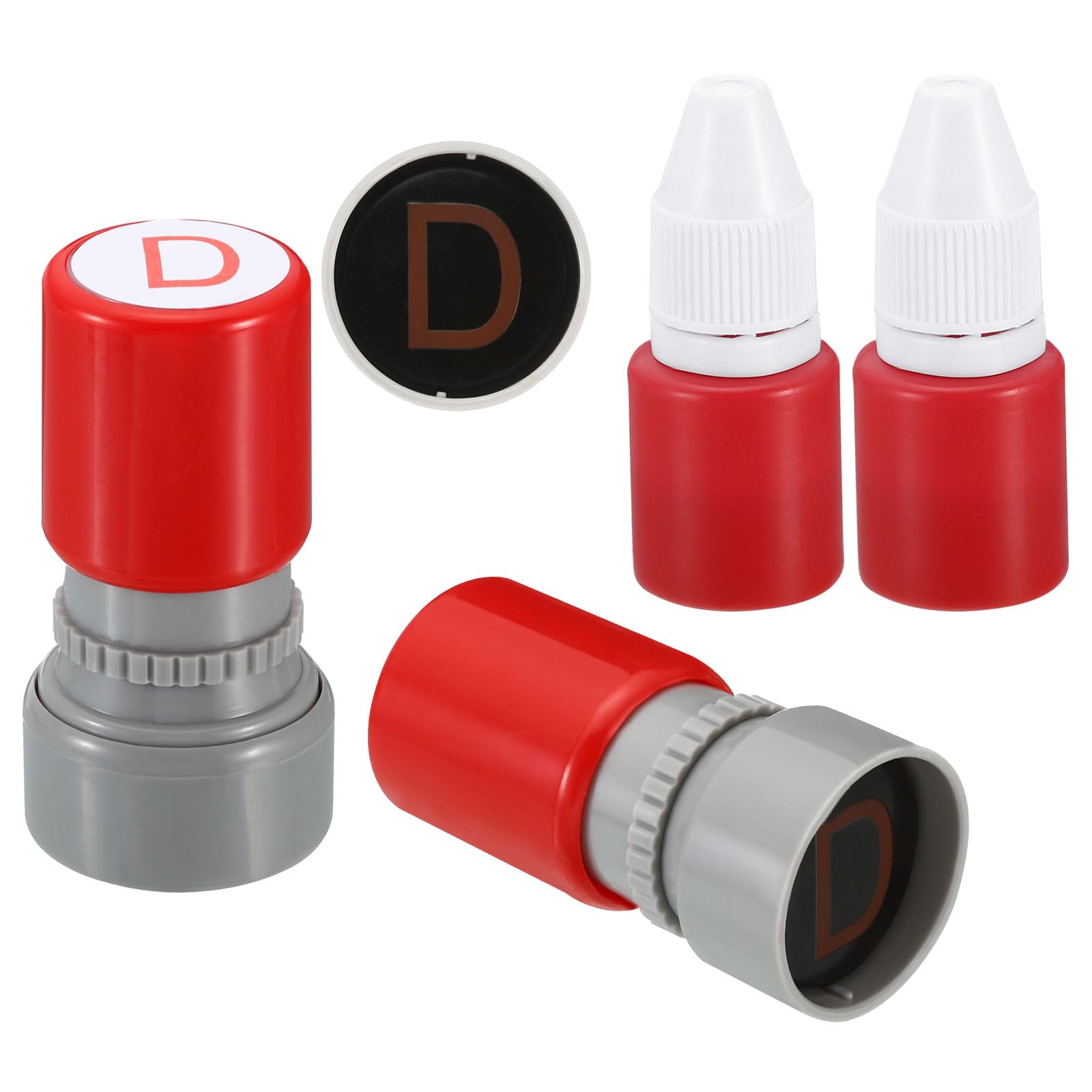 PATIKIL Letter Stamps Self Inking, 2 Pack Character D Alphabet Teacher Stamp Initial Stamp Mini Ink Stamp for Class Notebook Scrapbooking DIY Craft, Red Ink โ image 1
