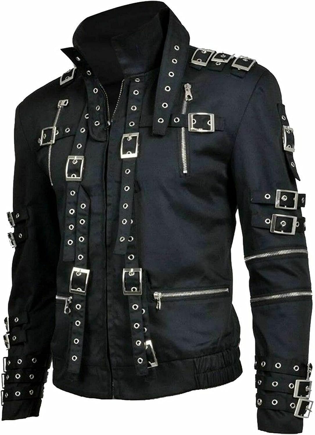 Gothic Mj Bad Cosplay Costume Jacket Coat with Buckles and Eyelets