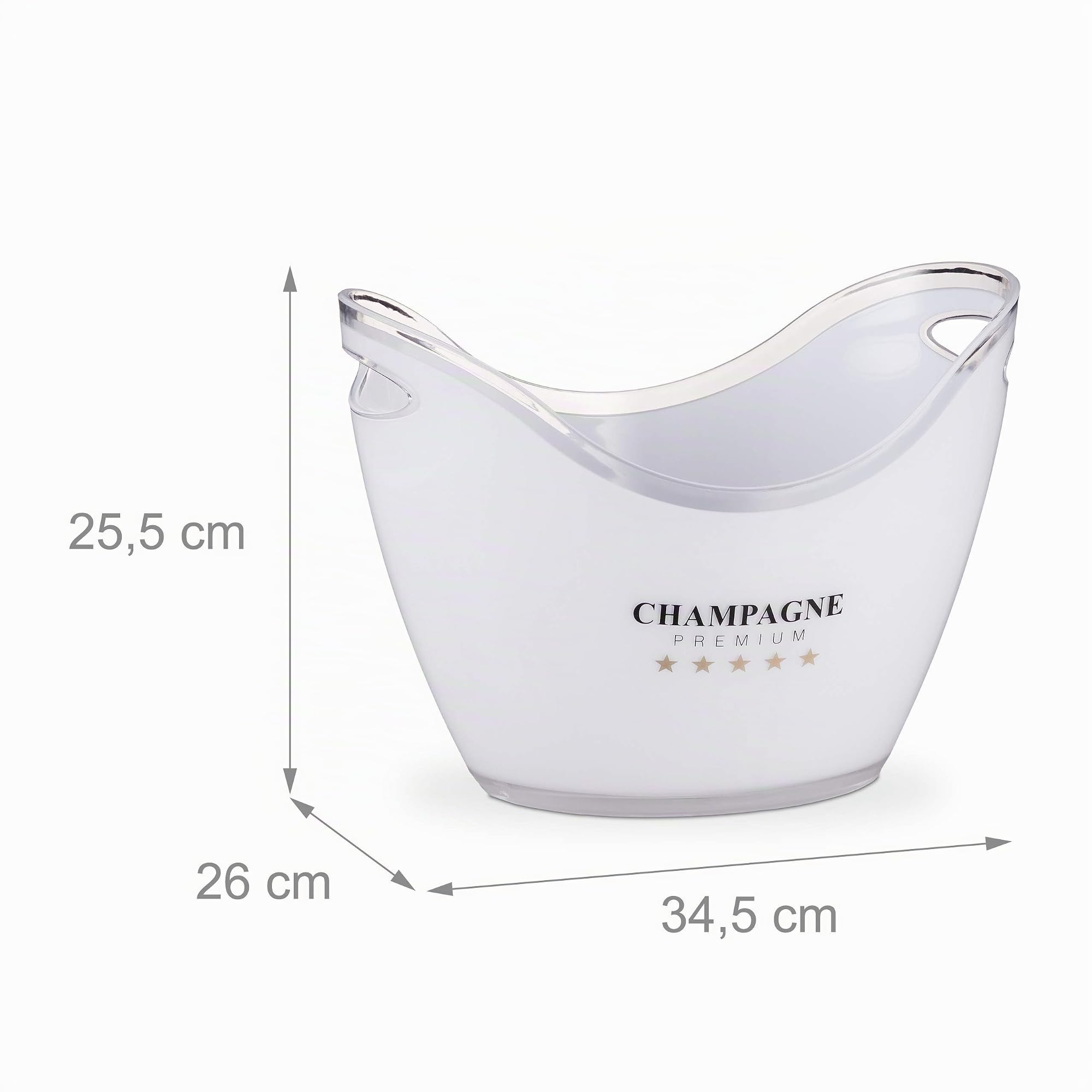 Relaxdays Champanera 6 Litros, Enfriador Champán, Cubo Botellas Vino, Cerveza, Plástico, 25,5 x 34,5 x 26 cm, Blanco