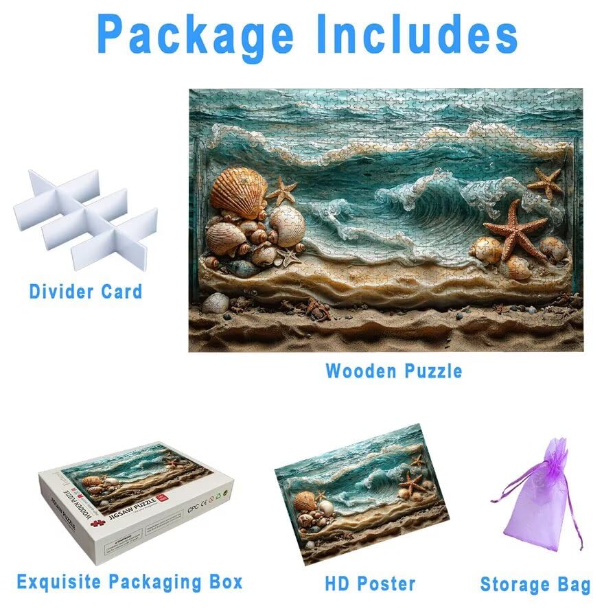 Puzzle 3000 Pezzi Spiaggia, Puzzle Paesaggi in Legno per Adulti, Misura: 122x80 cm, Puzzles 3000 Pezzi per Adulti, Giochi Educativo per Famiglie, Puzzles per Idea Regalo Donna, Decorazioni Casa, -5343
