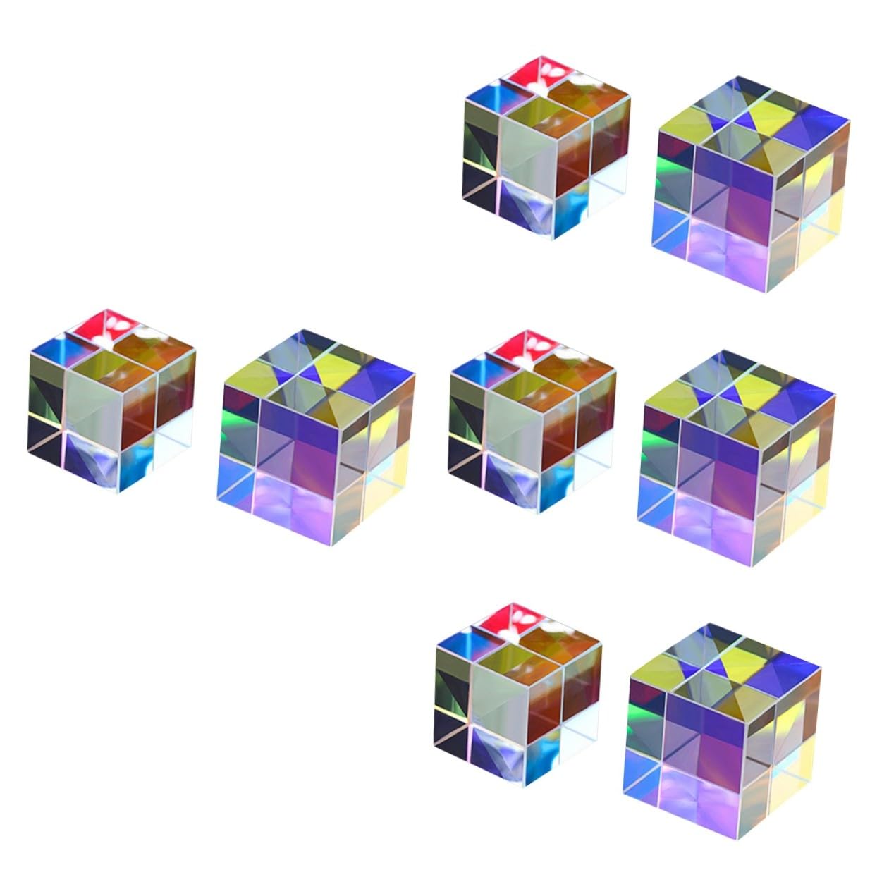 Toyvian 8piezas Prismas Ópticos De Cubo Para Experimentos De Física y Fotografía Efecto De Dispersión De Luz Aprendizaje Educativo y Decoración