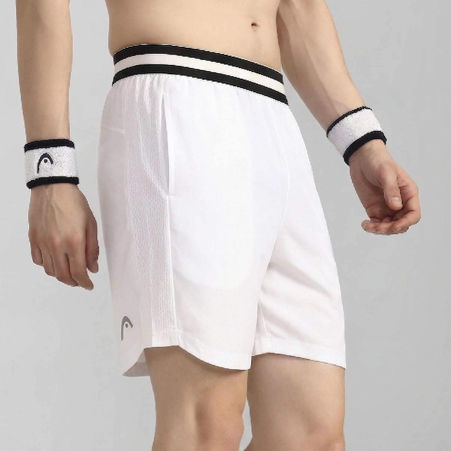 HEAD HPS-1112 Tennis Shorts for Mens | Material: Micro Polyester | Size: Large | Color: White 1