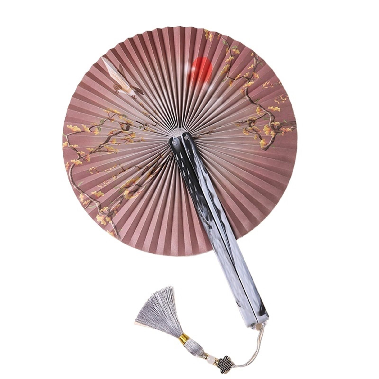 Dcuipg Color3 5Pcs Round Hand Held Paper Fan For Party
