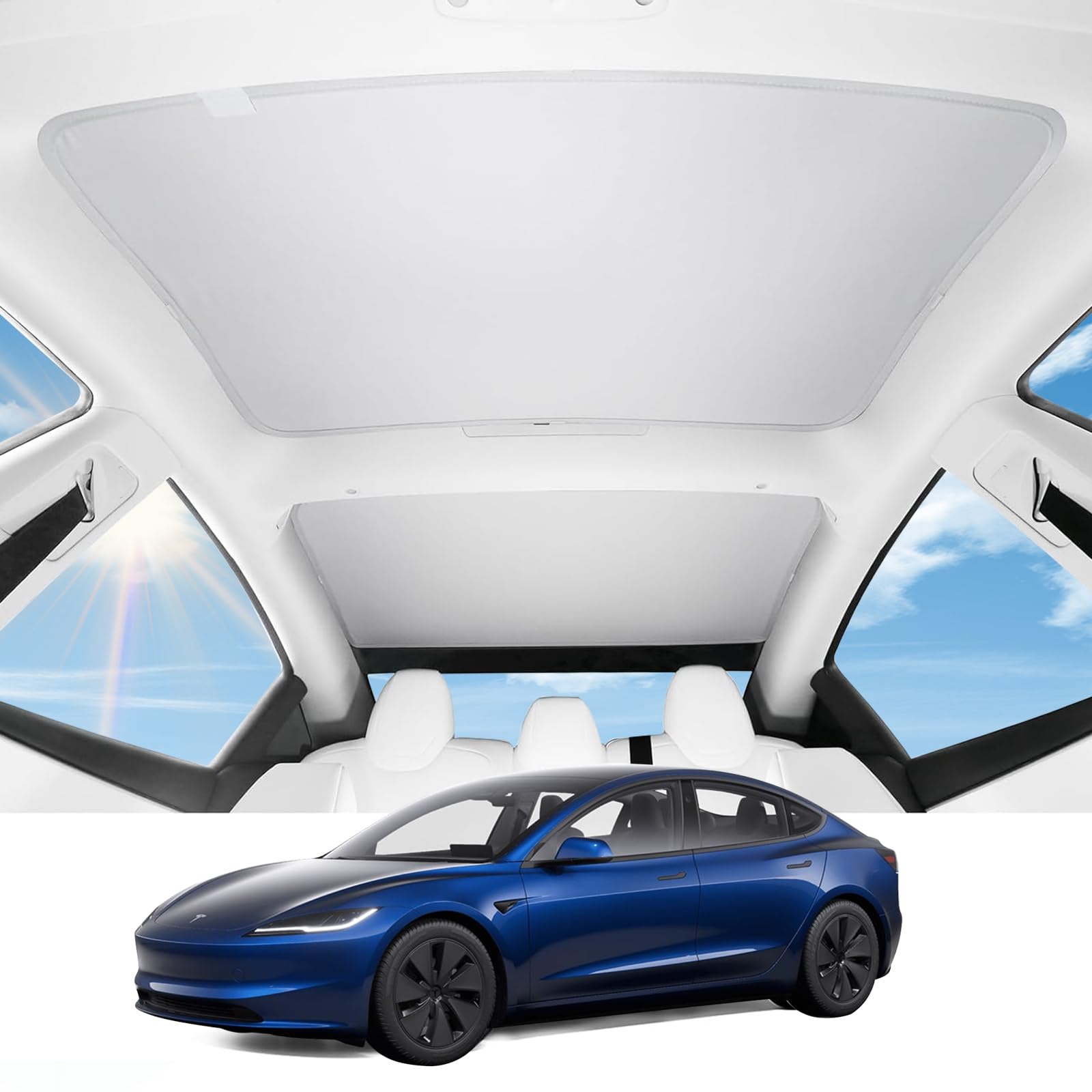 Model 3 ガラスルーフ サンシェード Amazon | 2024年モデル3 サンシェードルーフ 特許磁気シームレス
