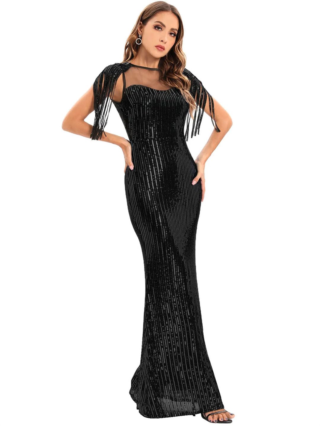 Sexy Ver A Través De Maxi Vestido De Verano De Lentejuelas Elegante Vestidos De Noche De Graduación para Mujer Vestido Ajustado De Fiesta De Cumpleaños