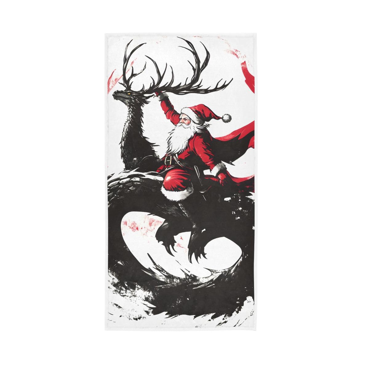 LSRCPD Santa Claus Black Animal Hand Towel, Bathroom Hand Towels Decorative 15 x 30 Inches