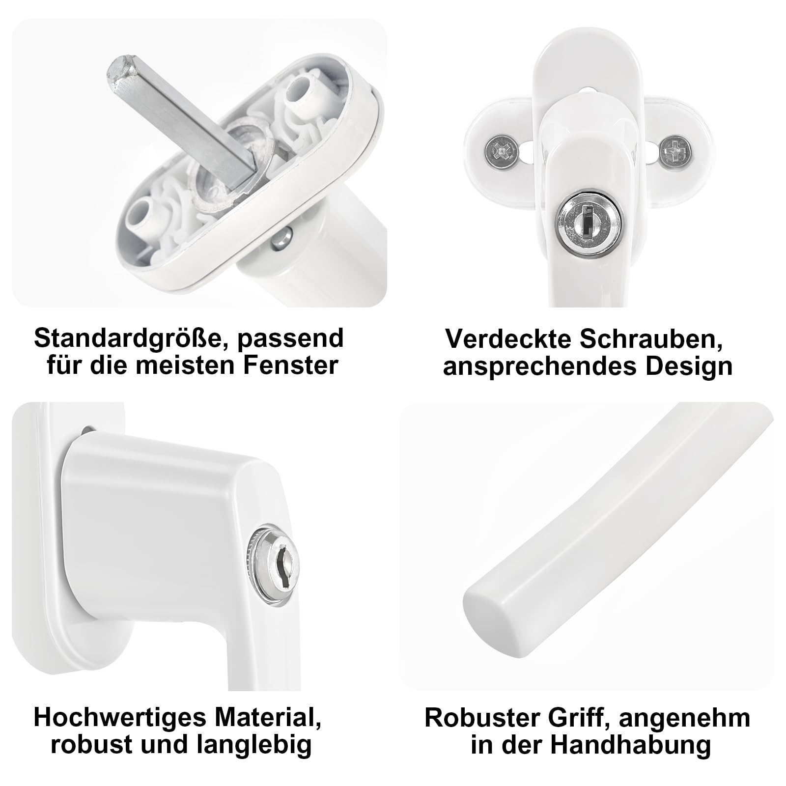 6 Stück Abschließbare Fenstergriffe, Fenstergriff-Set, mit Fenstersicherung und Aluminium-Fensterriegel, geeignet für Fenster, Balkontüren und Terrassentüren, Kindersicherung
