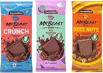 Mr Beast Chocolate Bars – NEW Deez Nuts Peanut Butter, New Crunch and Milk Chocolate (3 pack)