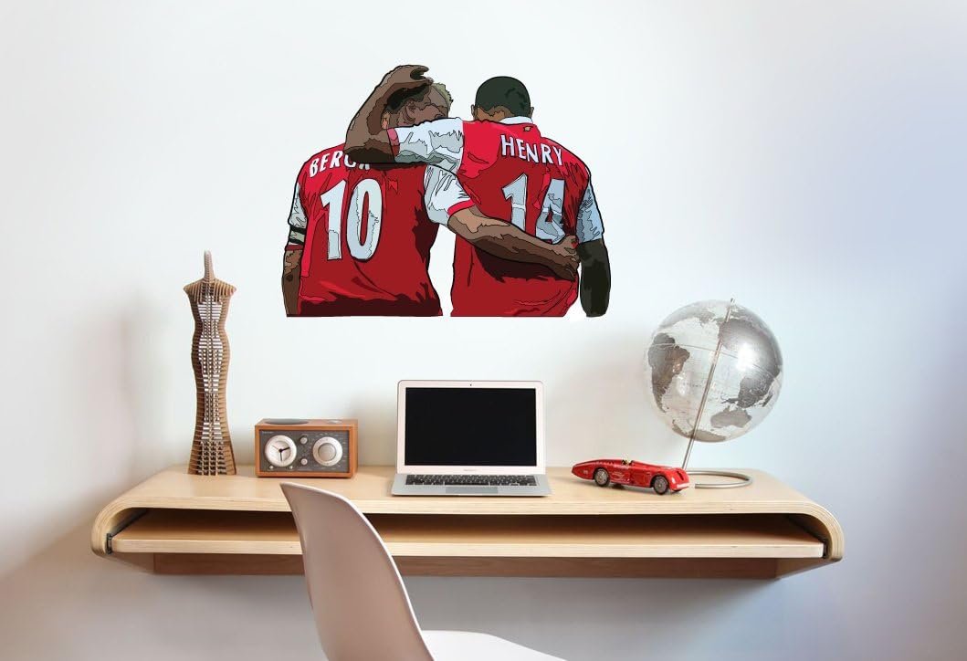 Arsenal Bergkamp And Henry Wall Sticker Decal Football Art Print for Home Bedroom Mural (Red)