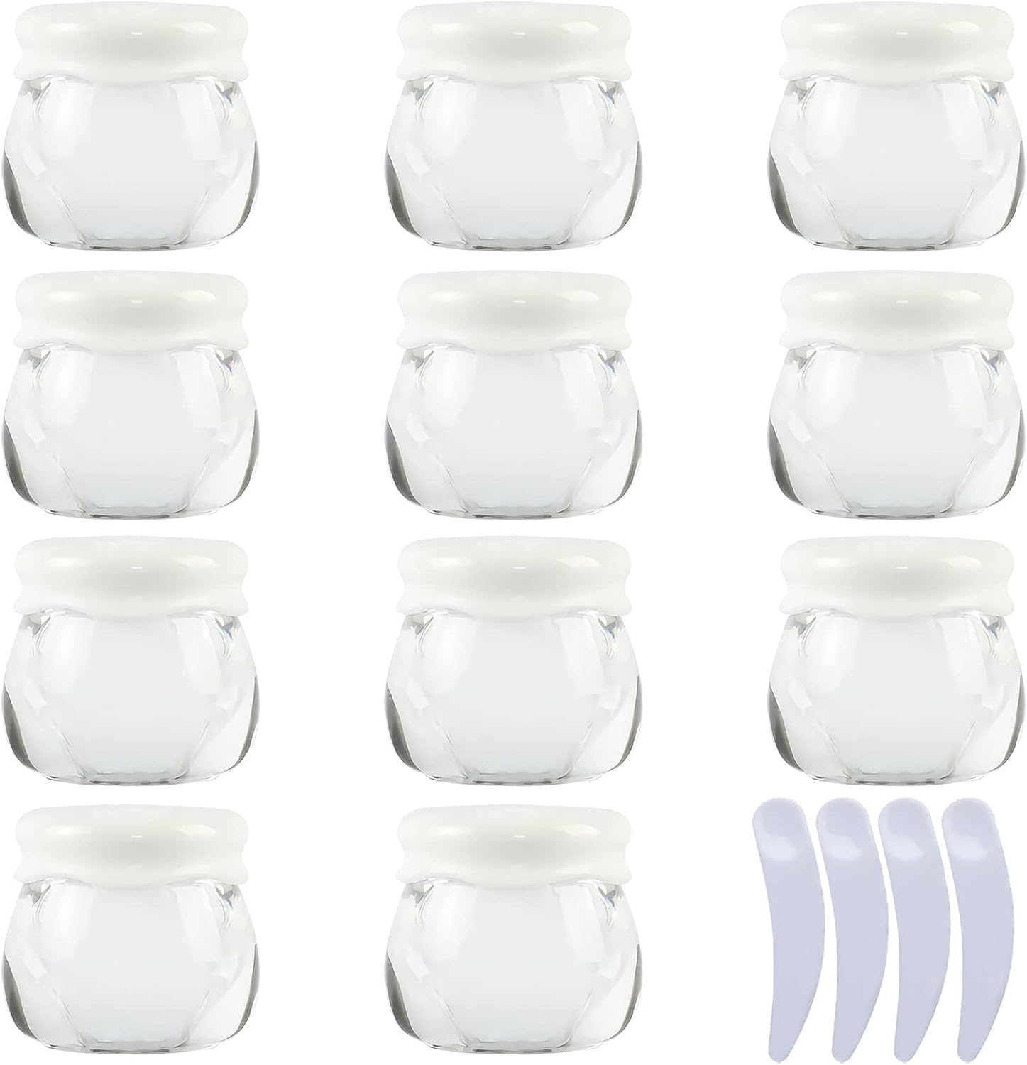KRXSOBNV Cosmetic Jars, Pack of 12, Empty Pink 10ml CreamTravel Bottle + 4 X Spatula(Clear)