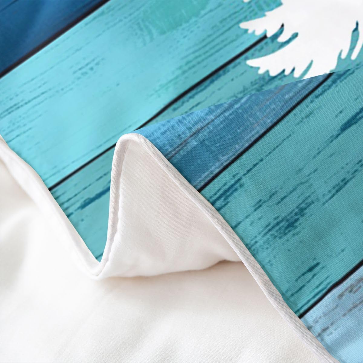 RV Camper Duvet Cover 100% Washed Cotton Happy Camping Trip Duvet Cover Kids Teens Room Decor Farmhouse Style Wooden Stripes Comforter Cover Blue Soft Bedspread with Zipper Closure,No Comforter