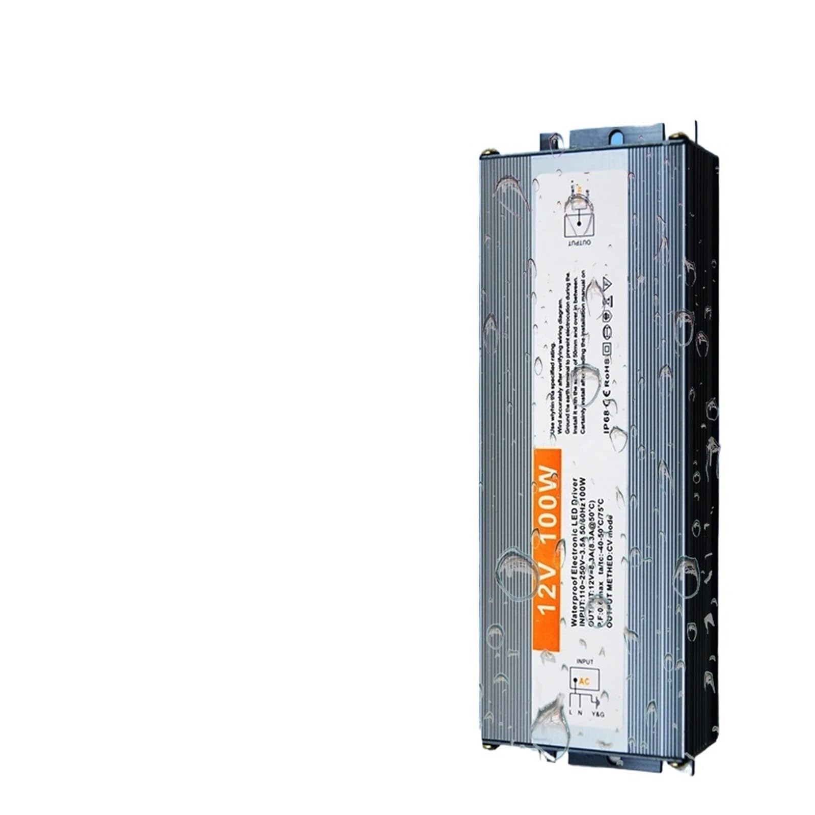 Transformateur d'alimentation à découpage étanche IP67, AC 110V~220V vers DC 12V 24V, driver d'éclairage 30W 50W 100W 200W(DC12V,60W Slim)