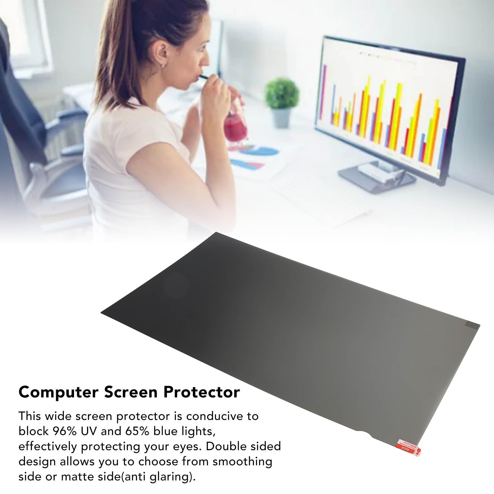 Proteggi Schermo per Computer Blocco UV Anti Raggi Blu Antigraffio Facile Installazione per PC da 24 Pollici Ampio Angolo di Visione Limiti Protezione degli Occhi Impiegati Desktop Materiale PET