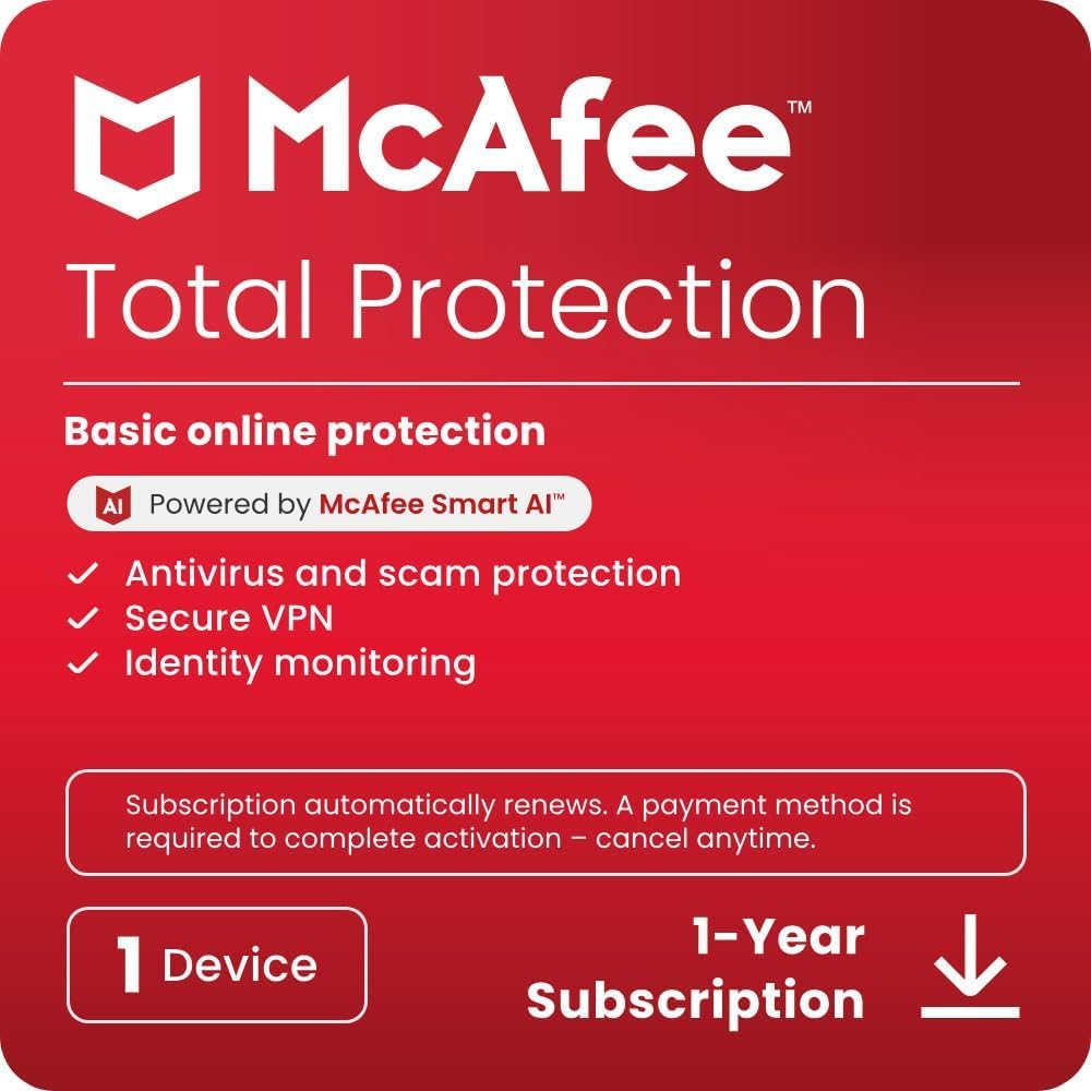 McAfee® Total Protection Antivirus & Internet Security - 1 Devices, 1-Year - Attach [Digital Code]