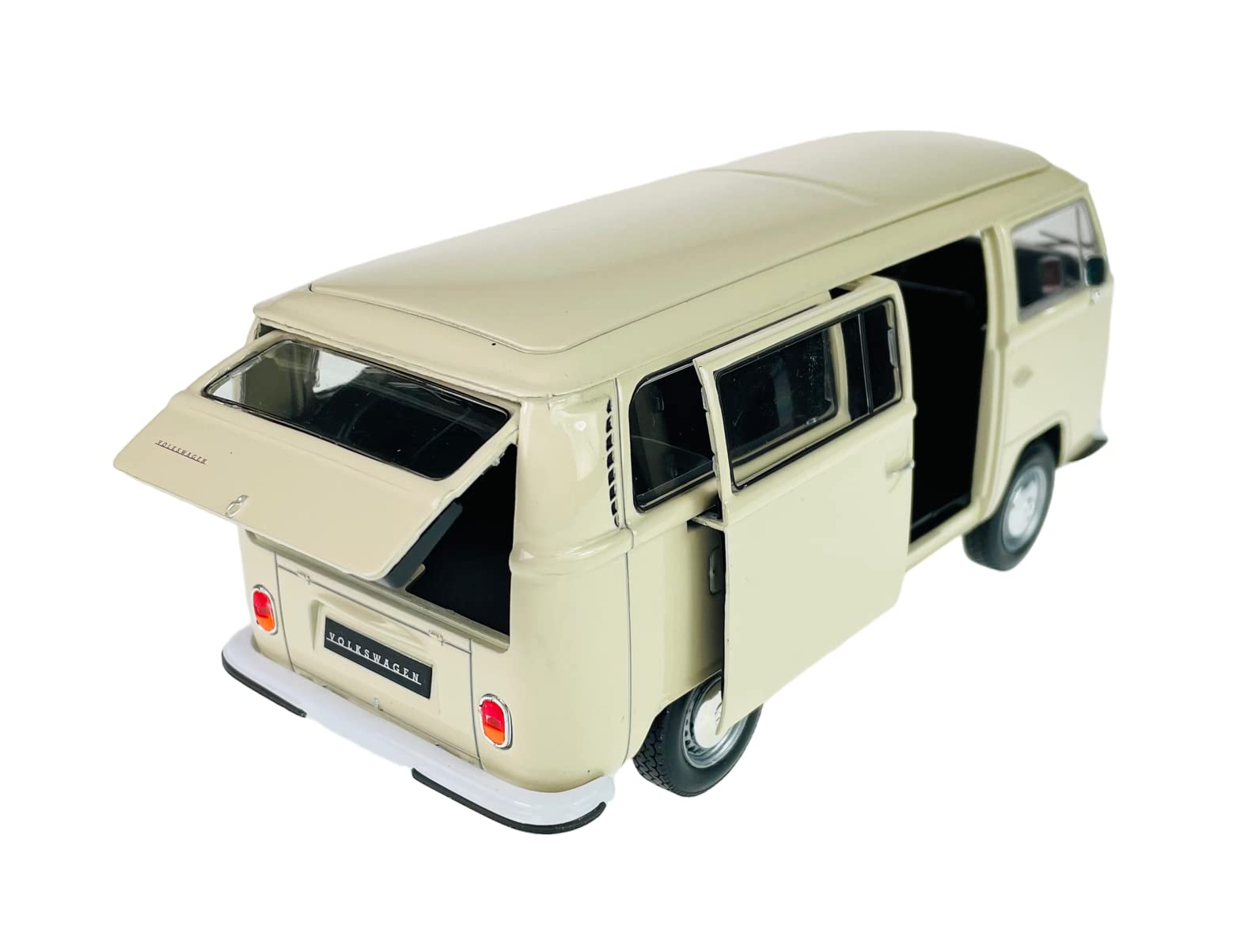 Welly modello auto compatibile con VW Volkswagen T2 crema White Beige Bus Transporter 1967 – 1979 ca 1/24 1:24 metallo modello auto Die Cast nuovo in scatola