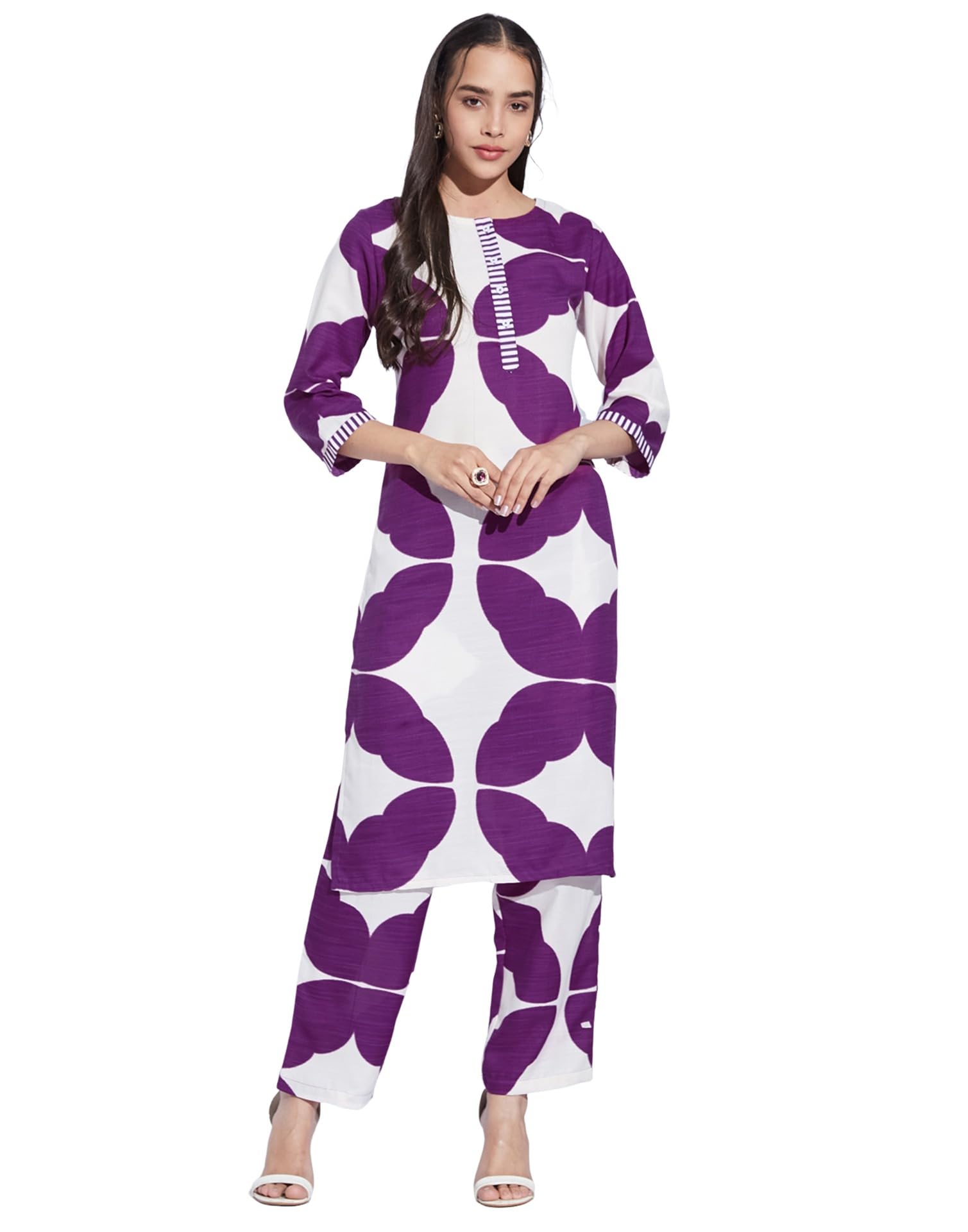 Women's Co Ord Set | Printed Cotton Blend A-Line Co Ord Set | Premium Two Piece Ethnic Set