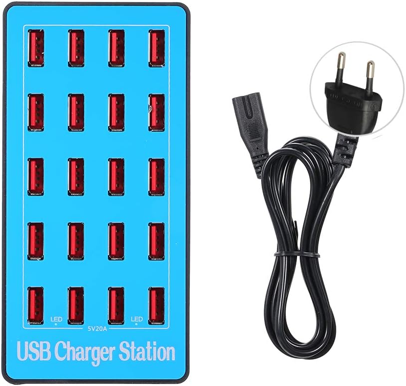 docooler 20 Puertos Cargador USB con Adaptador de Estación de Carga Universal de Compatibilidad para Uso en Familia y Oficina 8