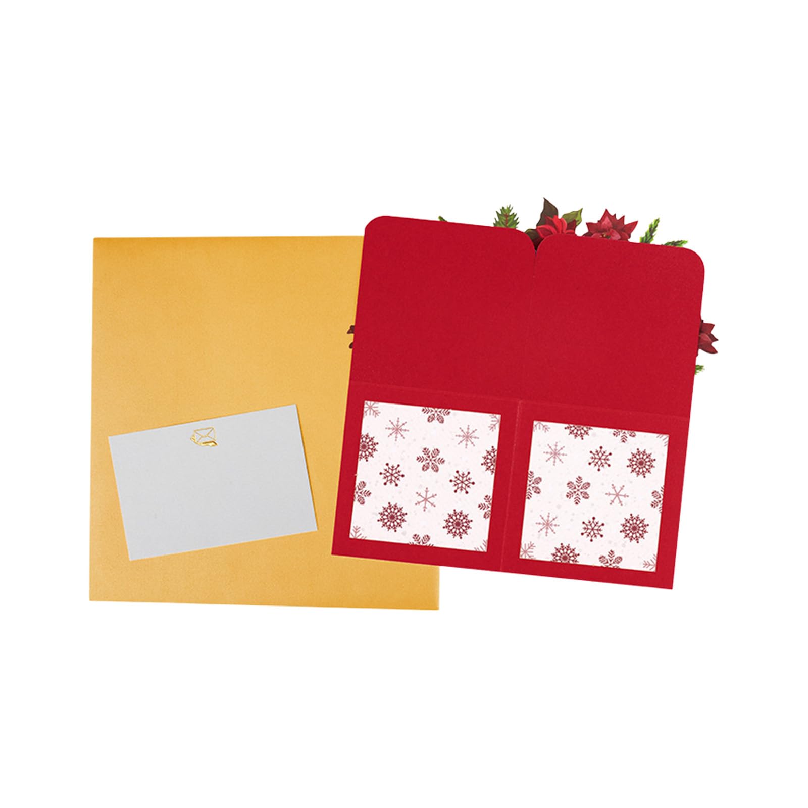 Xjdzineq Poinsettia Paper Carving Christmas Greeting Cards with Envelope for Kid Adult Men Women Festival Celebration Christmas Invitations