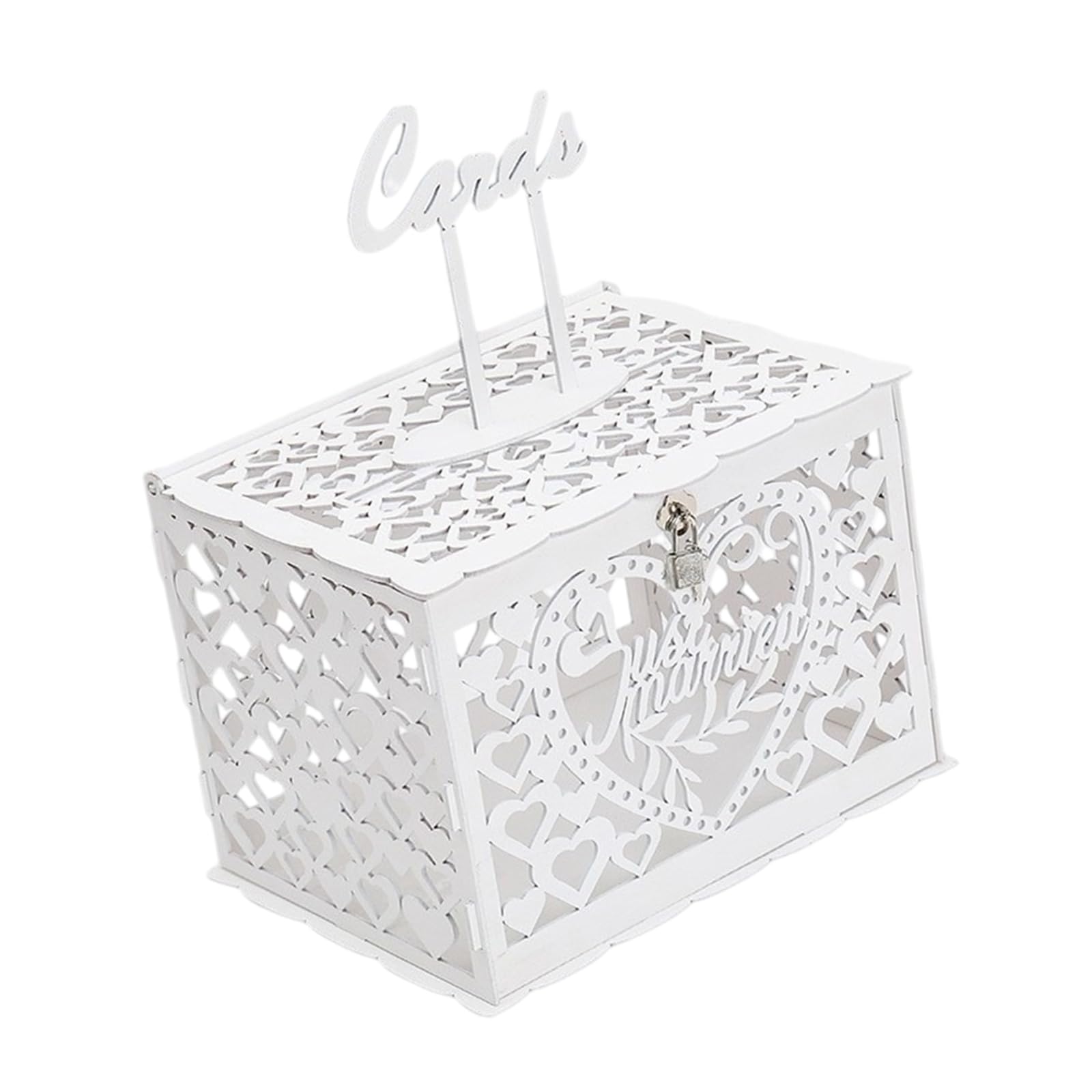 KAHDGSS Romance Heart Cut Wedding Money Gift Box Sturdy Construction Holds 300 Card Wedding Reception Wallet