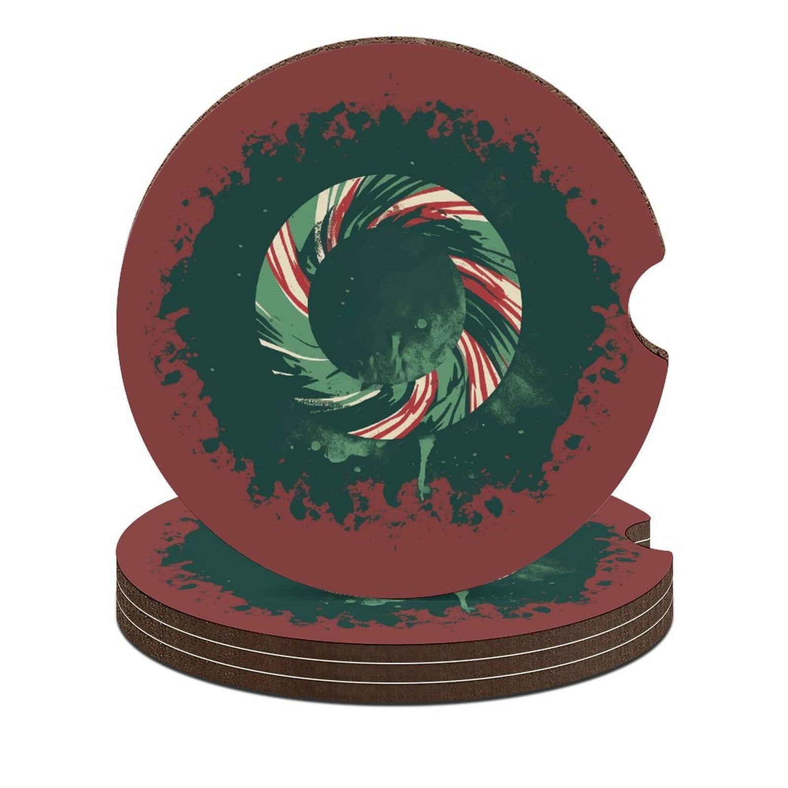 Porte-gobelet absorbant de voiture en liège anti-rayures avec motif sucre d'orge