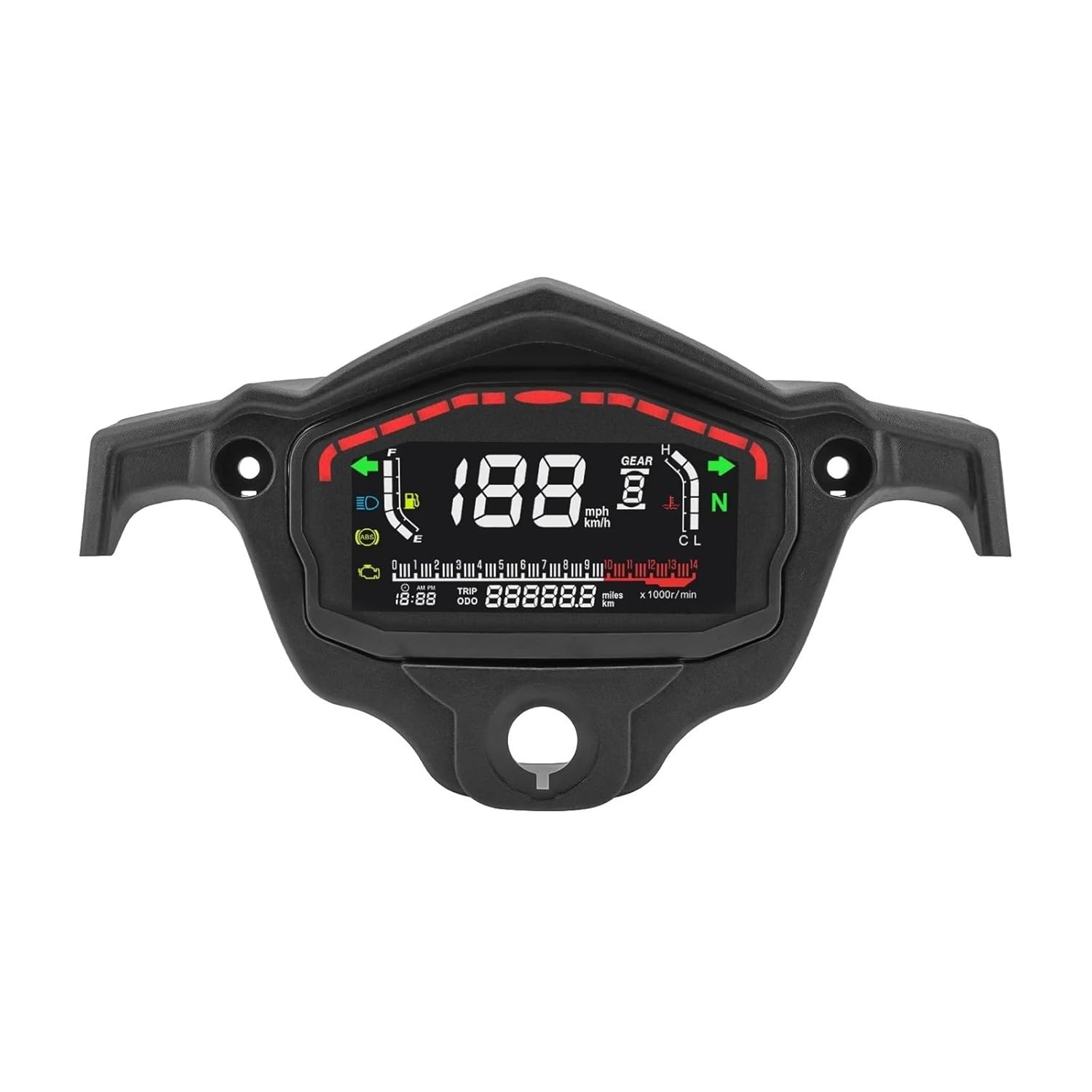 Motorcycle Speedometer Tachometer 0-14000R/Min Digital Motorcycle Instrument Speedometer Tachometer Dashboard with Black Bracket Metal Holder for SUV