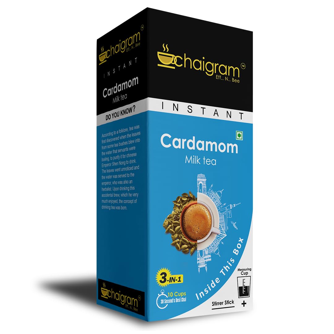 CHAIGRAM Cardamom Tea Instant Tea Premix (Tea Powder) | Infused with 100% pure cardamom | premium blend of assam tea | low sugar | zero caffeine | (10 Sachets, 10 x 14g =140g) express tea in 30 sec (B0BWKZ81H9) Amazon Price History, Amazon Price Tracker