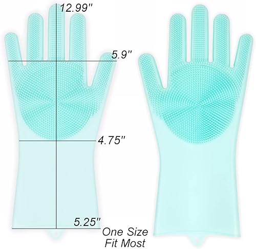 Miniatura 2 de 2 pares de guantes de silicona sin BPA para lavar platos para cocina, guantes de silicona para limpieza de cerdas suaves, cuidado de mascotas,
