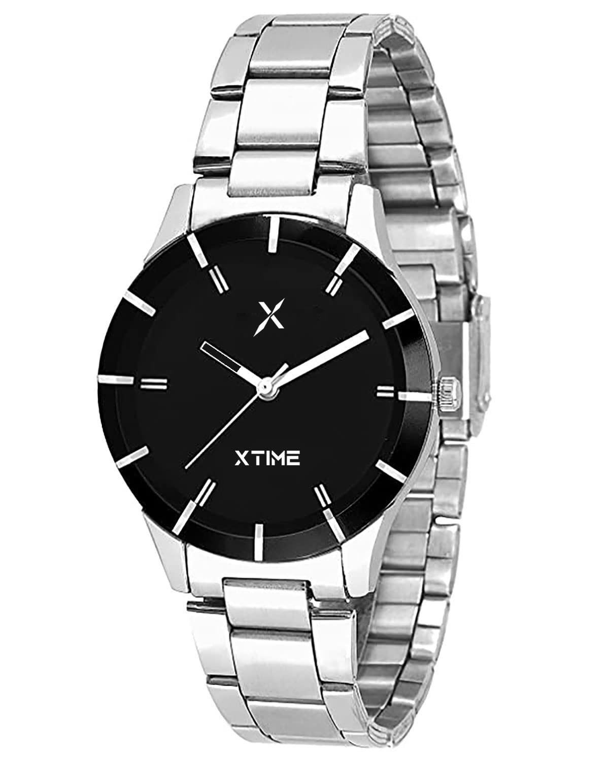 XTIME Analogue Watch Round Black Dial with Black Ring & Silver Stainless Steel Chain for Womens & Girls (B0B6PNL7TP) Amazon Price History, Amazon Price Tracker
