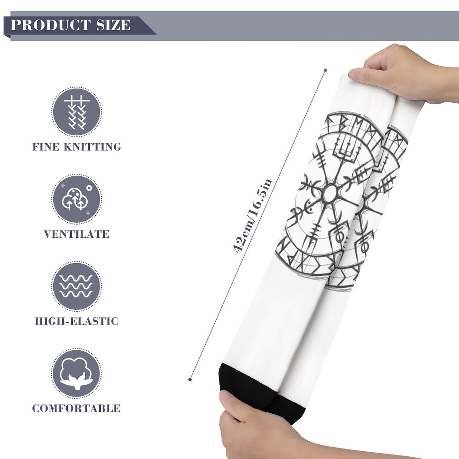 Calzini da Equipaggio Novelty Art, Scheletro Vichingo, Valchiria e Vegvisir Stampati, Casual Traspiranti