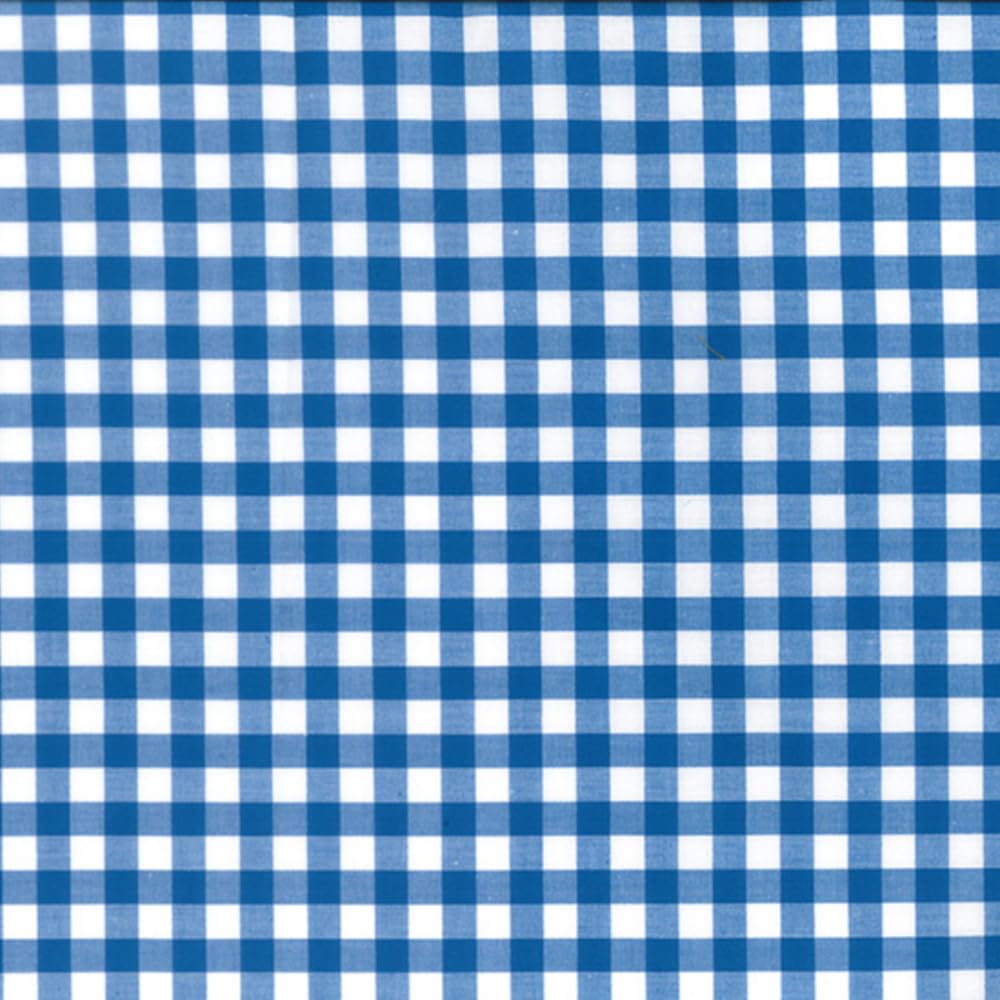 100% Yarn Dyed Cotton Fabric 9mm Gingham Check Squares 144cm Wide (Price Per Metre) (Royal Blue)