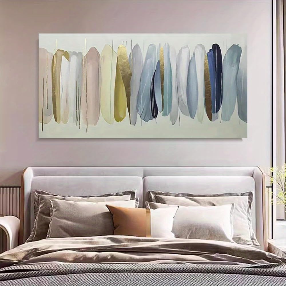 UUDEZO Framed Abstract Textured Featuring Colorful Leaf Wall Art Canvas Prints for Modern Wall Decoration(20x40cm(8x16in)